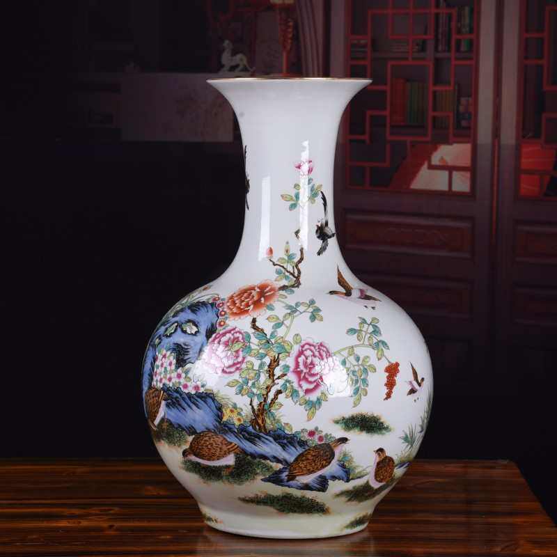 仿古景德镇陶瓷花瓶 粉彩描金釉上彩摆件家居插花玄关装饰品赏瓶,家居饰品,花瓶,淘宝优惠券,粉丝福利购,淘宝优惠卷