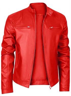 Men's men's leather jacket, men's teenage stand up collar,