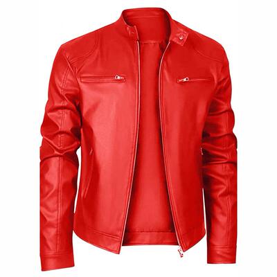 Men's men's leather jacket, men's teenage stand up collar,