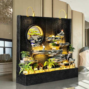 高山流水水幕墙流水墙喷泉室内户外客厅别墅花园庭院隔断鱼池摆件
