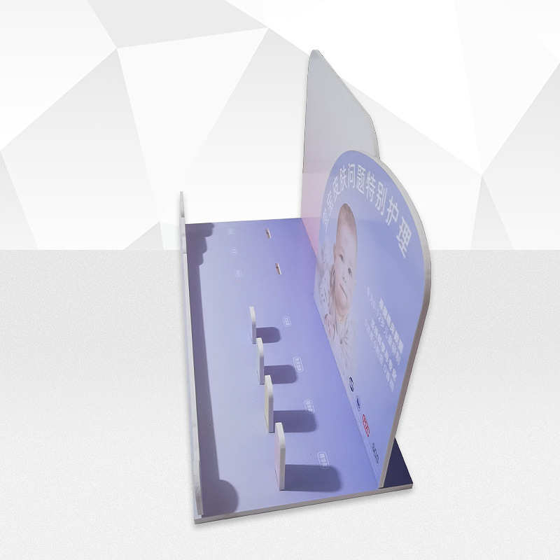 雪弗板超市KT产品展示陈列架 PVC旋转挂钩饮料多层促销亚克力展架