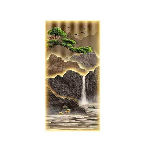 玄关带灯装饰画风景福字晶瓷镶钻LED灯发光客厅福鹿入户走廊挂画