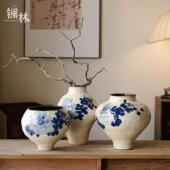 台面风花瓶寂新景德镇侘瓶民因插花宿客厅装 饰茶室手工兰陶瓷中式