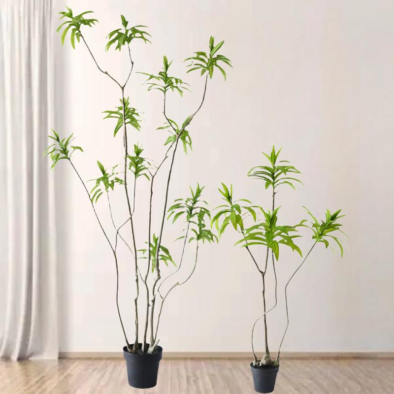 家软百合竹装假合花绿植落地仿生植物室内轻居假盆栽花百竹子竹叶