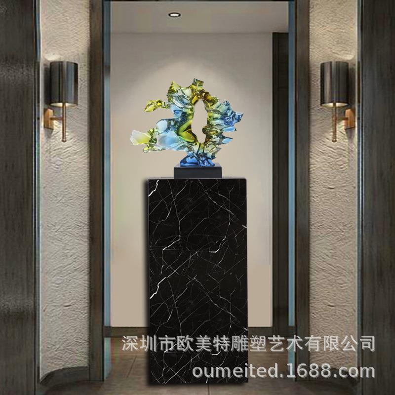 常规大理石黑白根酒店简约创意雕塑台摆件样板房玄关走廊艺术底座