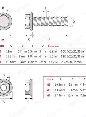 240pcs高强度彩锌法兰防松滑外六角螺栓螺丝钉螺母套装M5M6M8