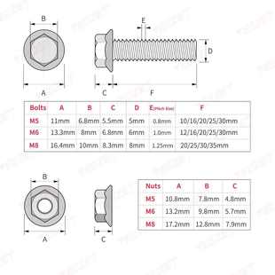 240pcs高强度彩锌法兰防松滑外六角螺栓螺丝钉螺母套装 M5M6M8
