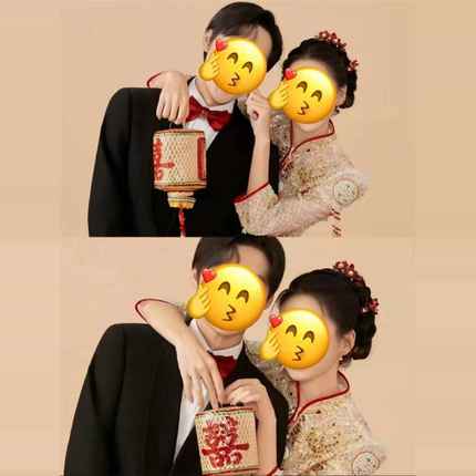 潮汕传统竹编油纸囍灯笼古风喜庆婚礼广告手提发光拍摄照道具装饰