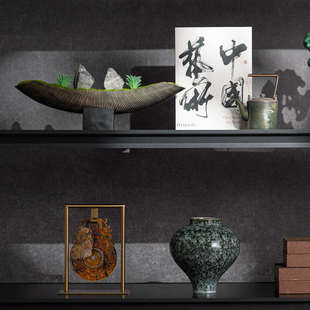 内软样板间装饰品摆件所茶室客厅书房柜子十三新 中式匠会书架