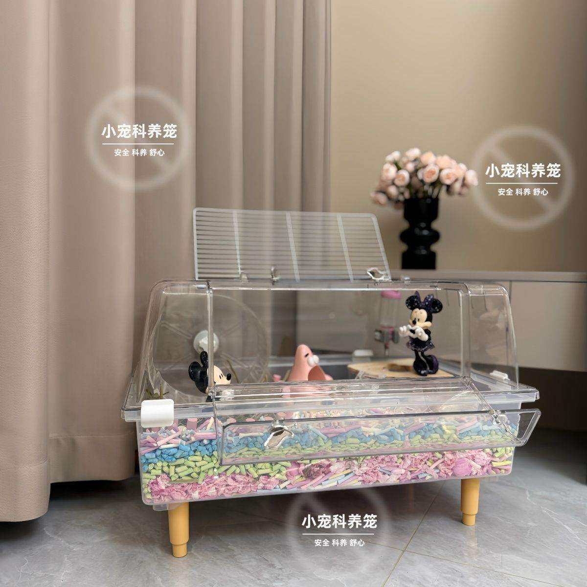 金丝熊仓鼠笼子60基超大空间笼子透明亚克力专用金丝用品造景笼