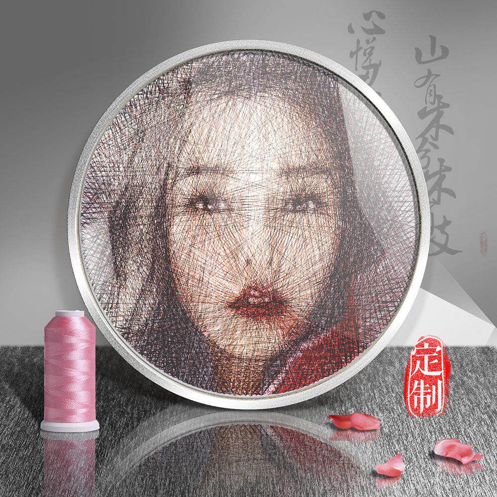 彩色钉子绕线 线画 画DIY手工制作成品定制照片钉子画 画弦丝画