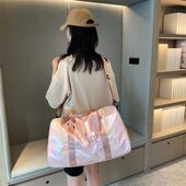 跨境新款 短途防泼水折叠行李包手提单肩健身包 渐变色旅行包女时尚