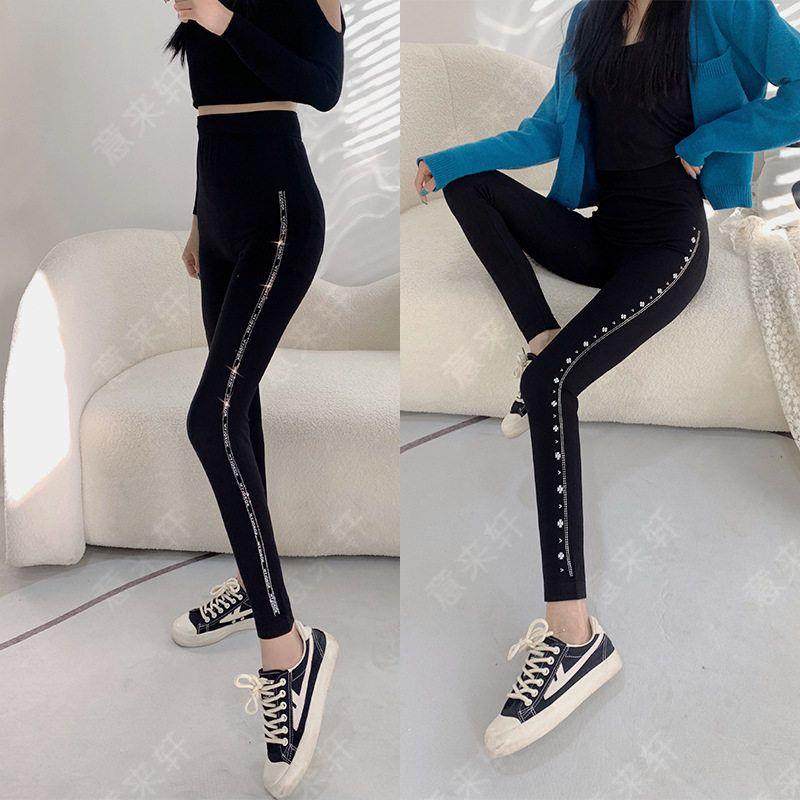 新款莫代尔打底裤女瘦身黑色高腰春秋紧身大码小脚外穿铅笔打底裤