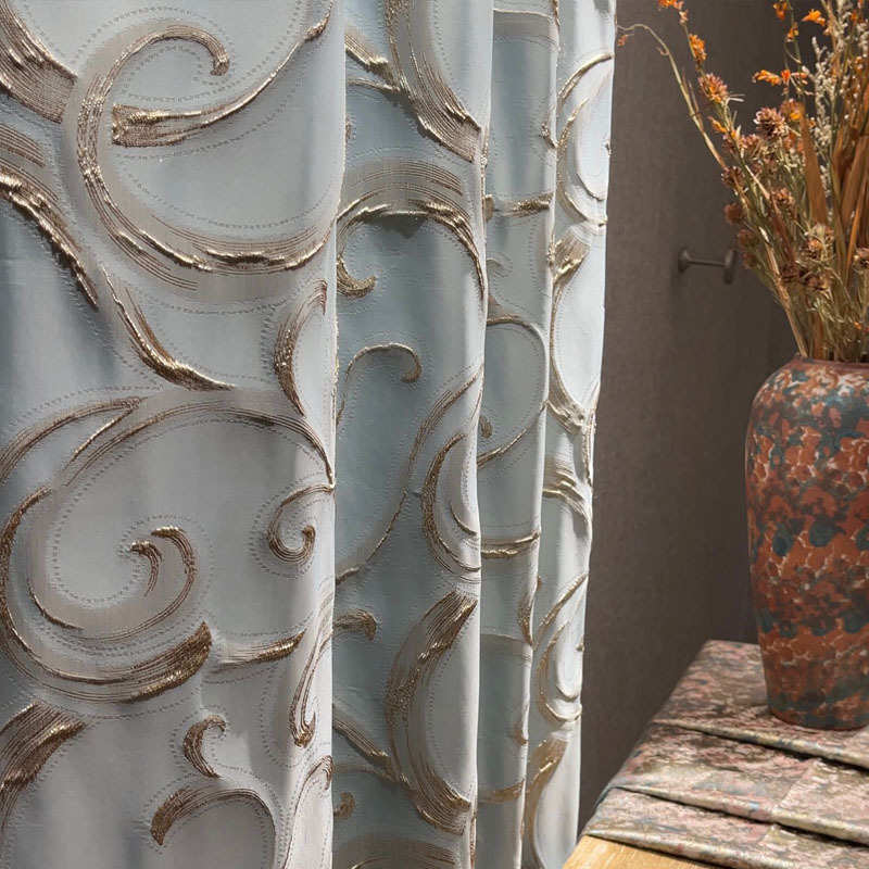 2023厂家新款浮雕欧式轻奢大气高档别墅设计师窗帘服装靠垫面料
