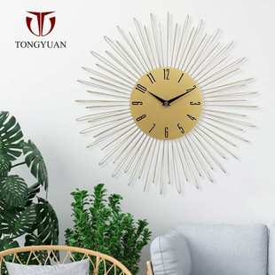 铁艺创意钟表客厅现代艺术挂钟时尚轻奢静音石英钟装饰壁挂钟定制