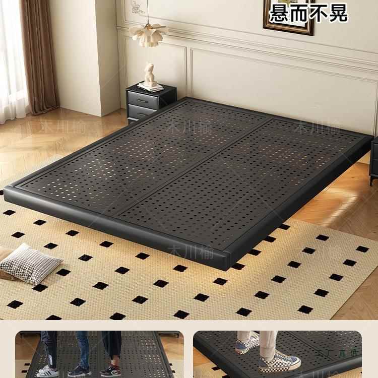 1小户型双人简约铁艺床1.58米加厚加固铁床985架单人.出租屋床钢
