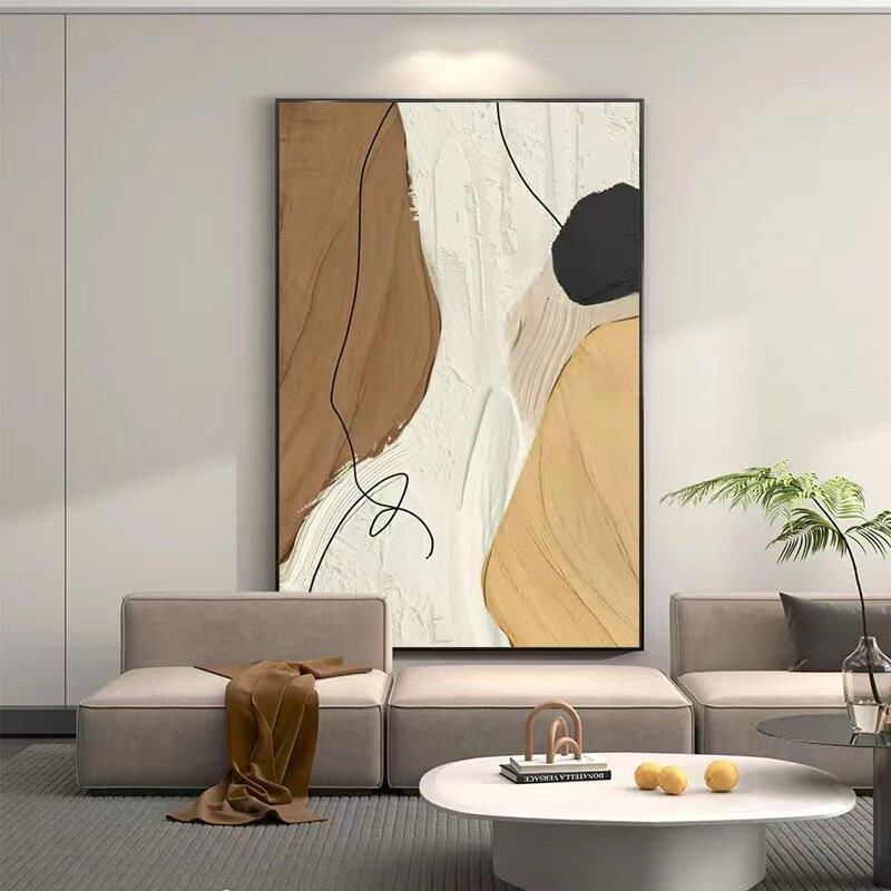 现代简约客厅落地装饰画抽象肌理感壁画大尺寸玄关沙发背景墙挂画