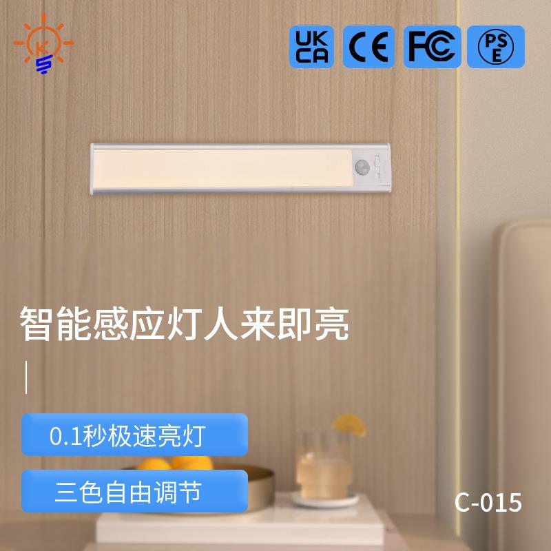 跨境智能磁吸小夜灯充电式LED人体感应灯衣柜过道灯橱柜灯长条型