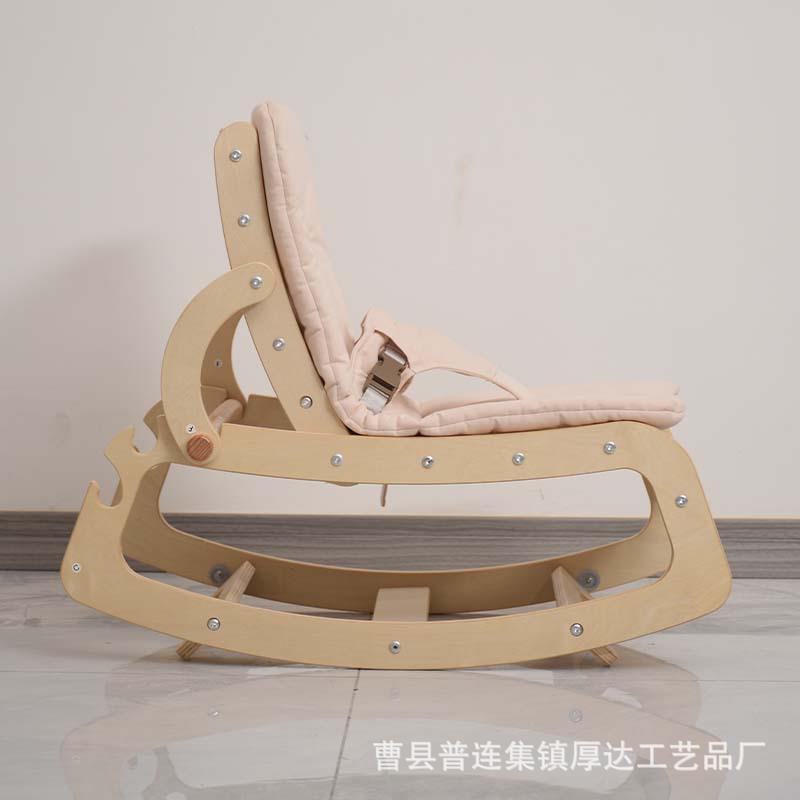 跨境新款木质哄娃摇摇椅家用新生儿躺椅摇篮椅木质宝宝秋千椅躺椅