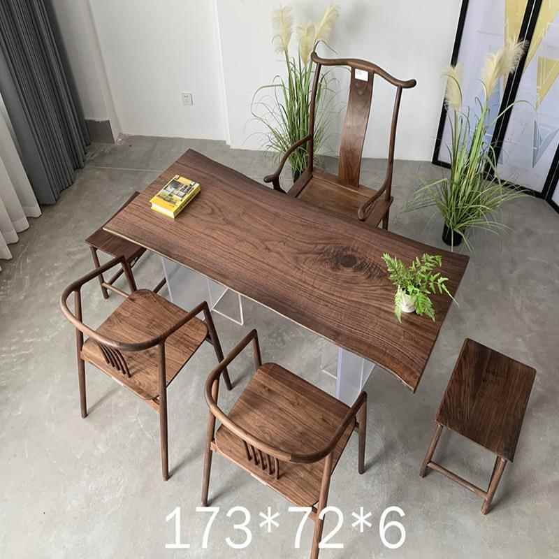 北美黑胡桃木大木板桌茶台巴花黑檀H552实原茶木奥办公桌坎餐桌整