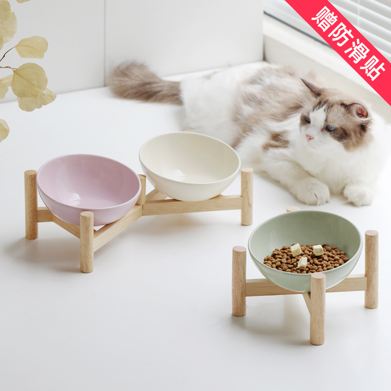 陶瓷斜边宠物用品猫狗粮食慢食碗