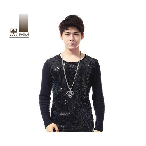 正品亮片 男士修身 长袖恤 夜店男歌手DST 服时服尚演出服舞台表