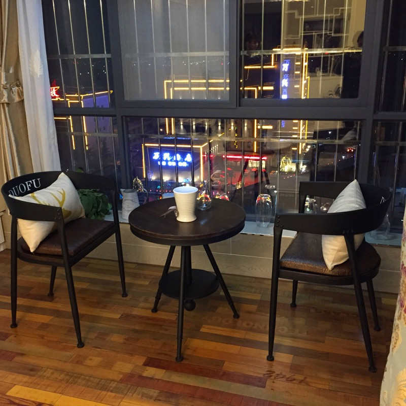 椅桌椅酒吧实木奶咖啡厅桌茶店套装小圆组合餐厅户外餐桌清圆形吧