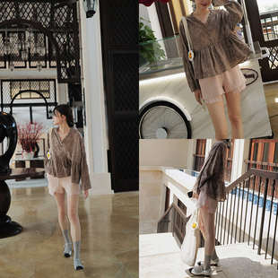 力量刺绣V领小衫 nw80en 温柔