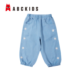 abckids童装2023夏季女童商场同款潮流牛仔七分裤F321311356