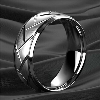 Fashion Men’s Silver Color Black Stainless Steel Ring