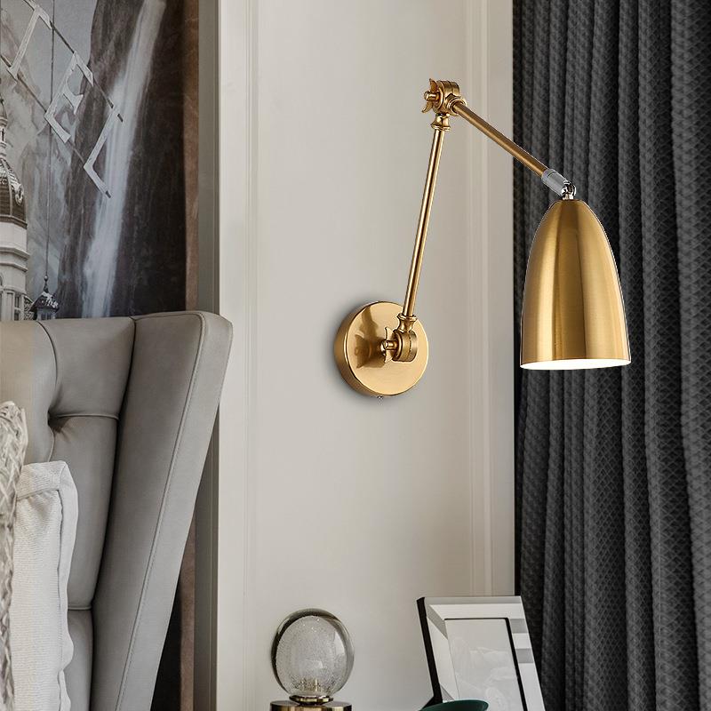 卧室床头灯壁灯北欧现代简约伸缩摇摆带摇臂长杆壁灯书房阅读灯