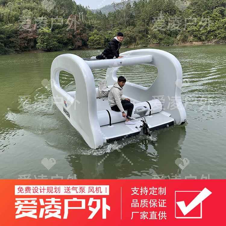 iLinkout欧美直供水上充气游艇户外充气船太阳能永动机游艇浮台