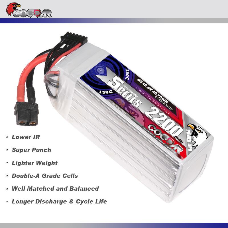 鹰氪CODDAR 2200MAH 5S 18.5V 130C航模四轴固定翼滑翔机车模船模