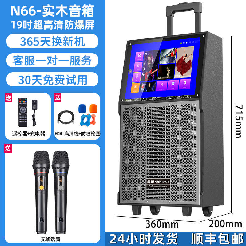金正广场舞音响户外k歌家庭KTV卡拉0k带显示屏大音量移动拉杆音箱