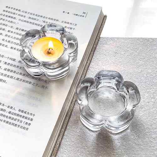 ins梅花玻璃烛台简约复古摆件装饰浪漫烛光晚餐烛台氛围道具礼物