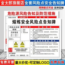 熔炼安全风险点告知牌卡危险源预防措施工厂生产车间标语标识牌标志标示指示警告提示贴纸警示牌定制FXD115