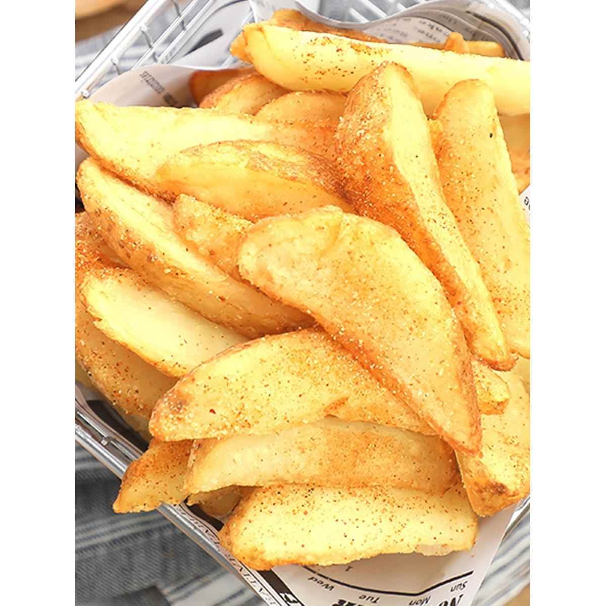 雪川麦肯原味薯角商用冷冻免邮油炸半成品西餐带皮厚切脆薯条4斤