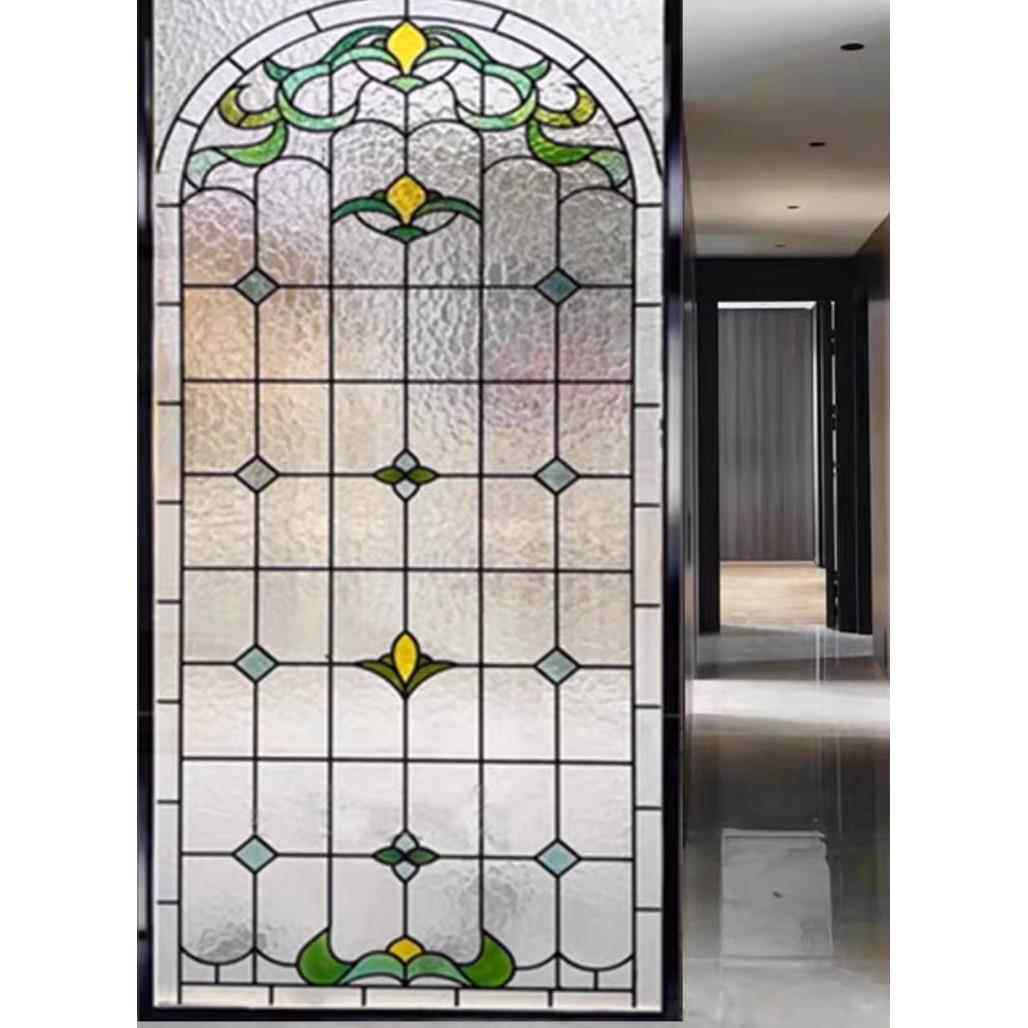 定制彩绘钢化玻璃艺术教堂焊接镶嵌欧式门窗悬吊式天花板隔断透光