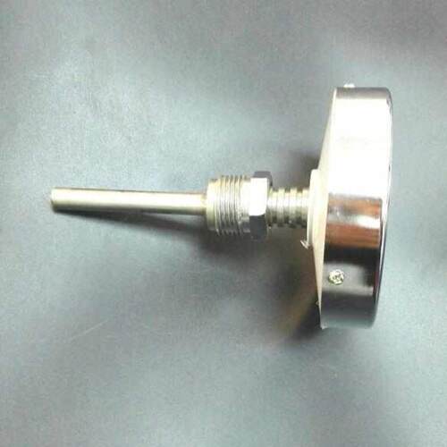 。轴向双金属温度计 0-50℃ 尾杆长70mm 螺纹m27x2 表盘直径100mm