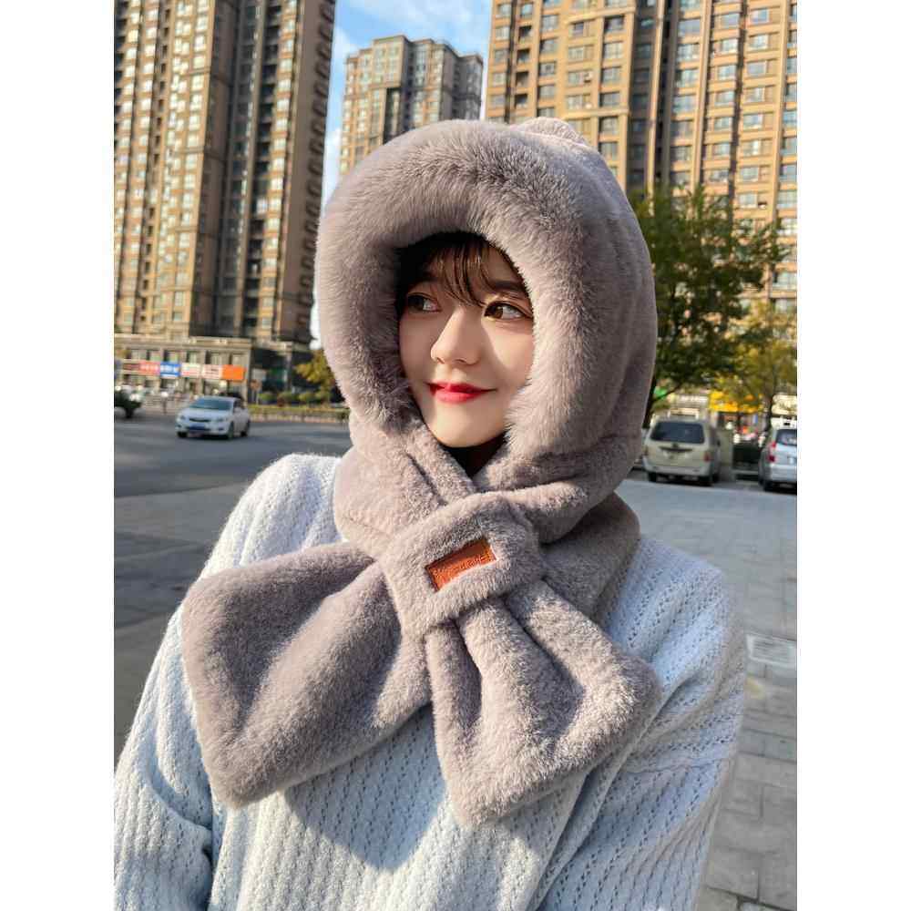 电瓶车防风帽子围巾一体女冬季骑车电动保暖神器加厚防寒连帽围脖,服饰配件/皮带/帽子/围巾,帽子,淘宝优惠券,粉丝福利购,淘宝优惠卷