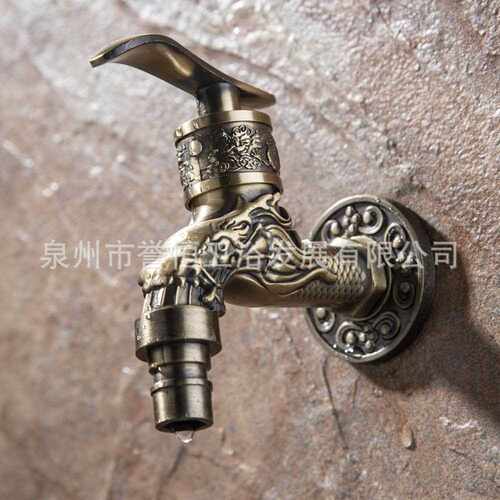 新款直销跨境仿古青古铜 锌合金 复古水龙头入墙式 洗衣机 拖把池