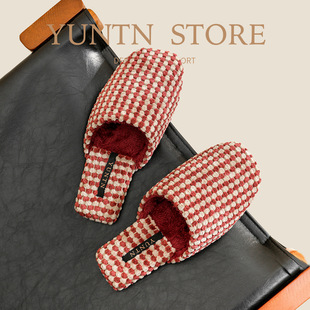 品质冬季撞色绒面轻奢保暖加绒加厚情侣棉拖鞋女室内防滑居家鞋男