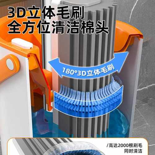 海绵拖把免手洗家用干湿两用不锈钢加粗杆对折式吸水拖把胶棉拖把