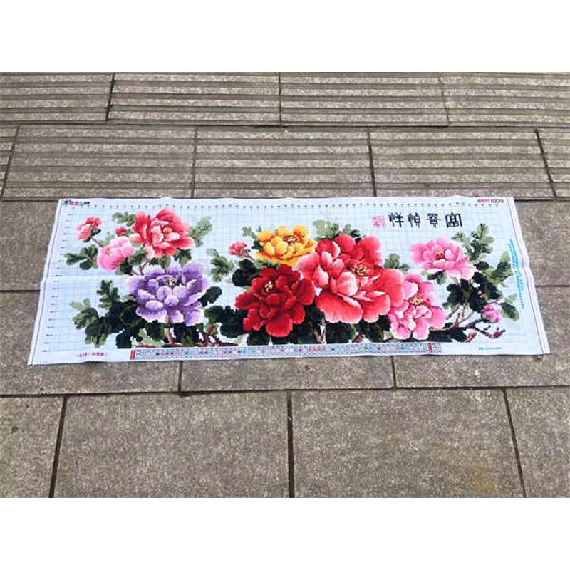 兔妈妈纯手工十字绣成品一品天香新款客厅大幅花开富贵牡丹花包邮