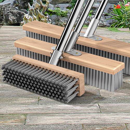 Stainless Steel Wire Brush Floor Scrubber, Long Handle Clean