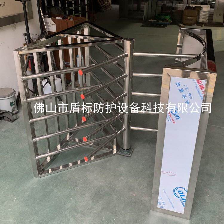 盾标防护手推旋转门不锈钢单项道匝半高旋转门 车站单向出入口机