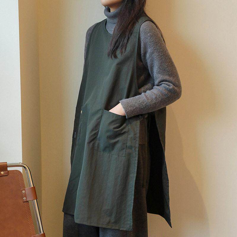 日韩系防污防水女士家用全身围裙加长厨房围兜画画咖啡店工作服