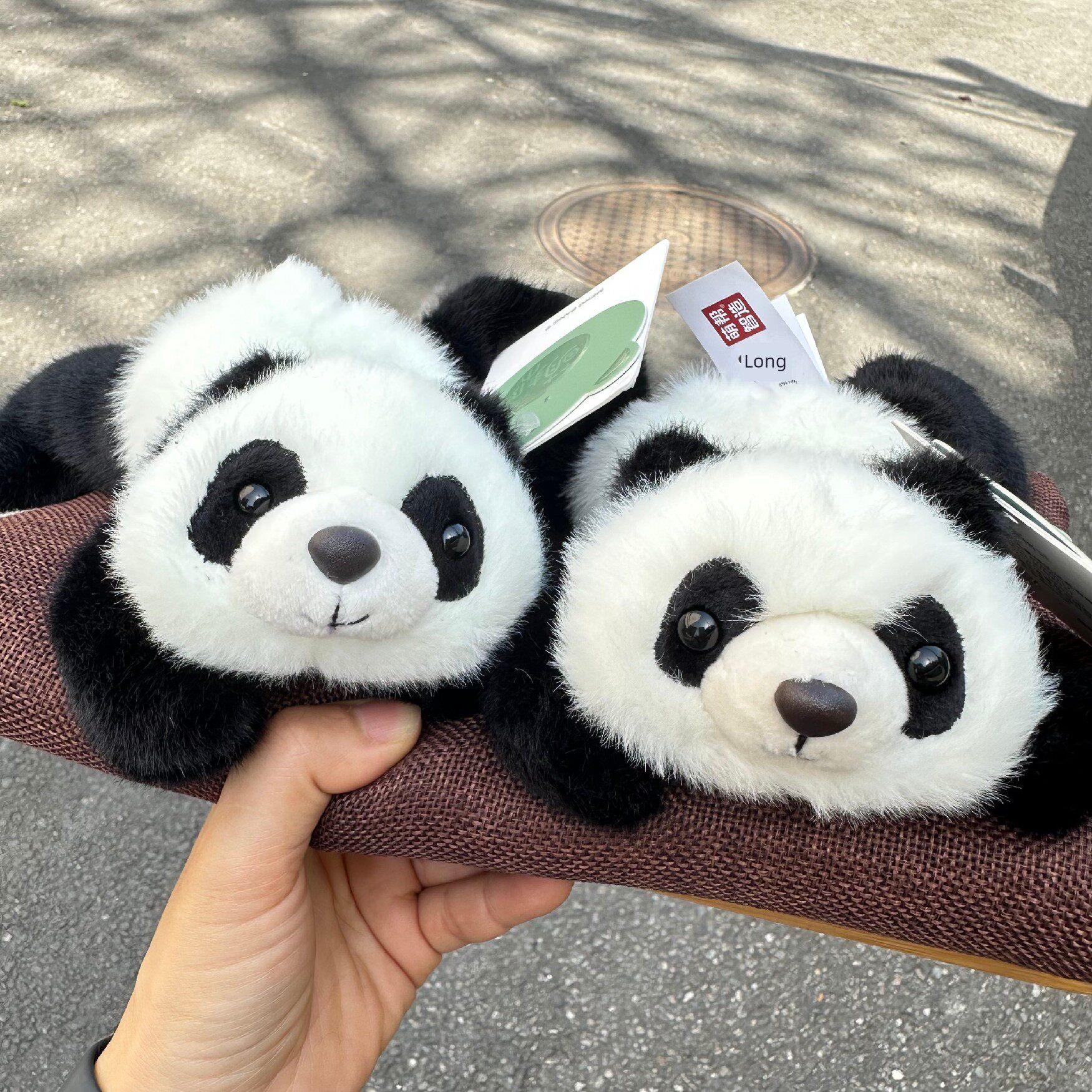 创意颗粒趴趴熊猫公仔毛绒玩具汽车驾驶台装饰品宝宝玩具送朋友