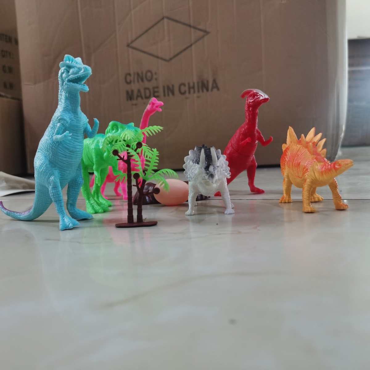 恐龙模型套装霸王龙三角龙塑料动物玩具小迷你玩具外贸绿色发泄类
