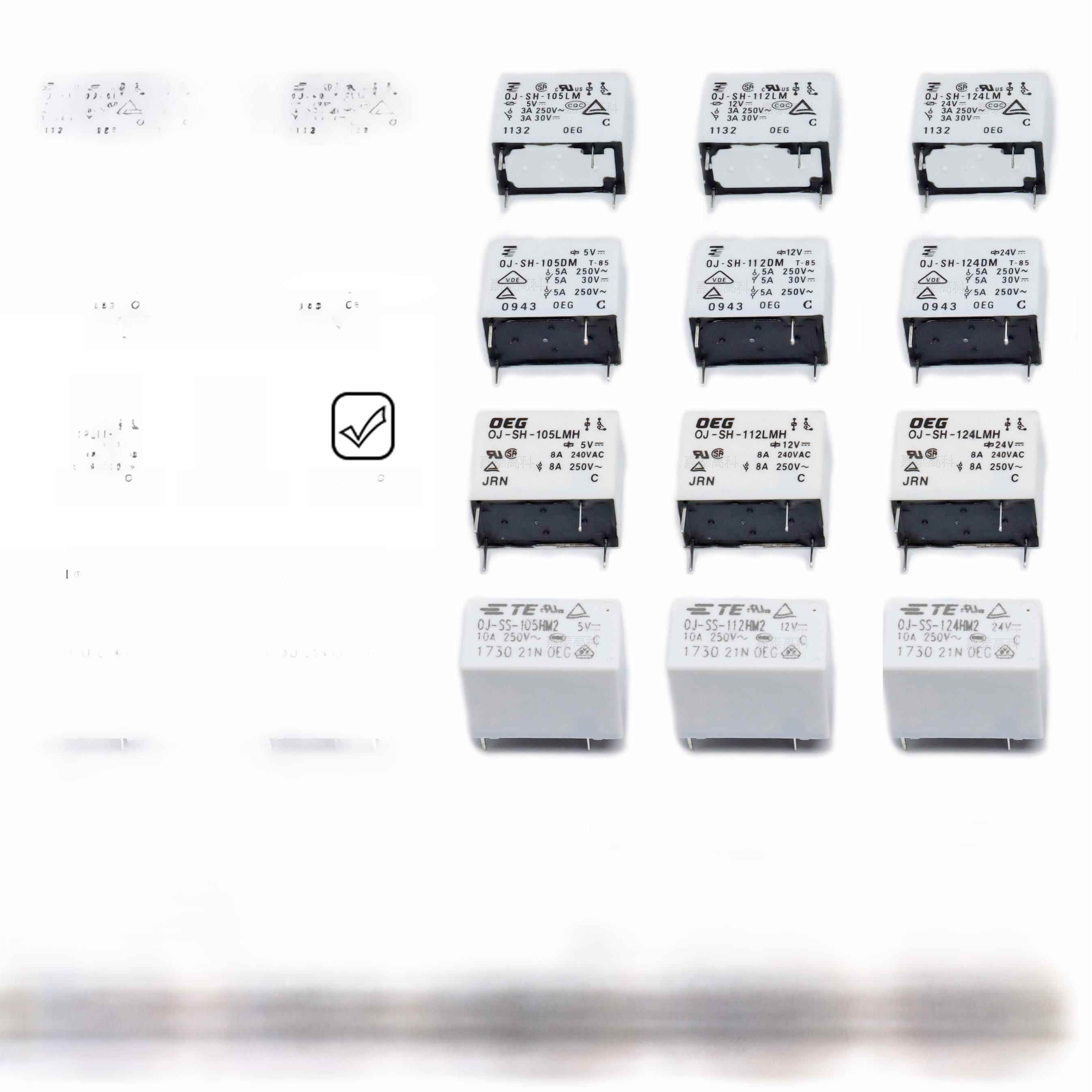 泰科TE继电器OJ-SH-105 112 124LM DM LMH HM2 3A5A8A10A 4脚 OEG